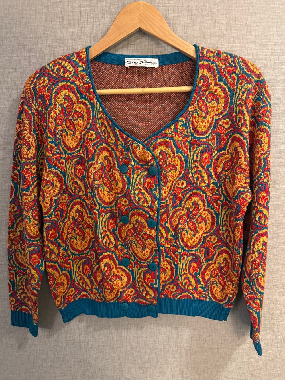 Sarah Davidson Petites Vintage Paisley Cardigan Medium 90s Coquette Grandmacore